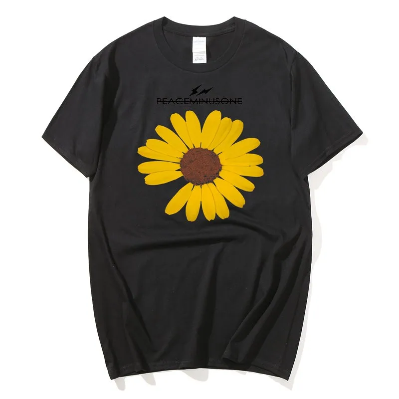 

Harajuku-men Sunflower T-shirt Fashion Streetwear 100% Cotton Korean Cotton Summer 2021