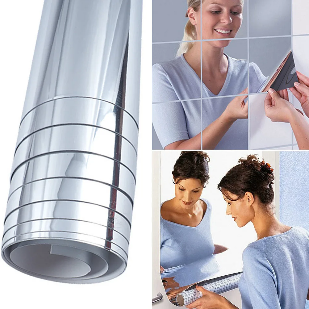 Зеркальная поверхность стены Стикеры Светоотражающие Самоклеящиеся DIY для