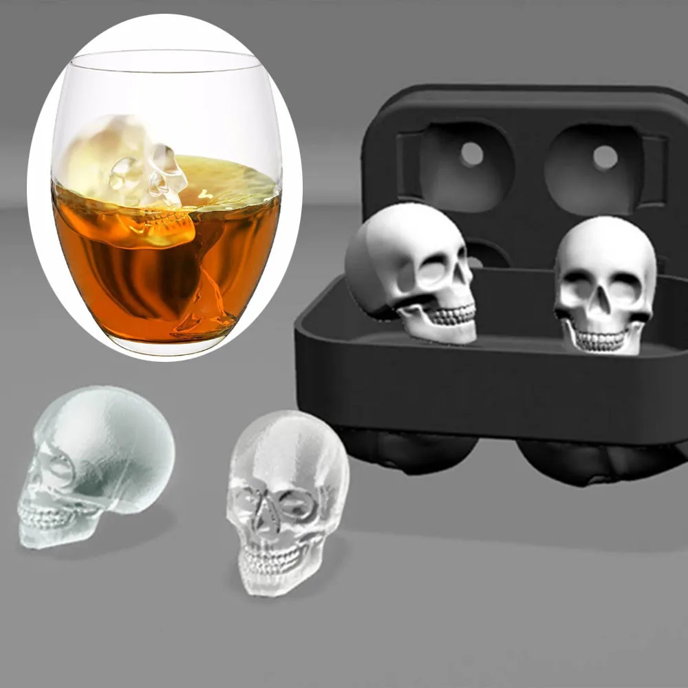 Товары для вечевечерние НКИ на Хэллоуин 3D 4 ячейки яркий кубик льда в виде черепа