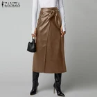 Шикарные босоножки Юбки Женская обувь экокожа (полиуретан), Vestidos ZANZEA 2021 с высокой талией юбки средней длины с разрезом женский сплошной халат для женщин размера плюс
