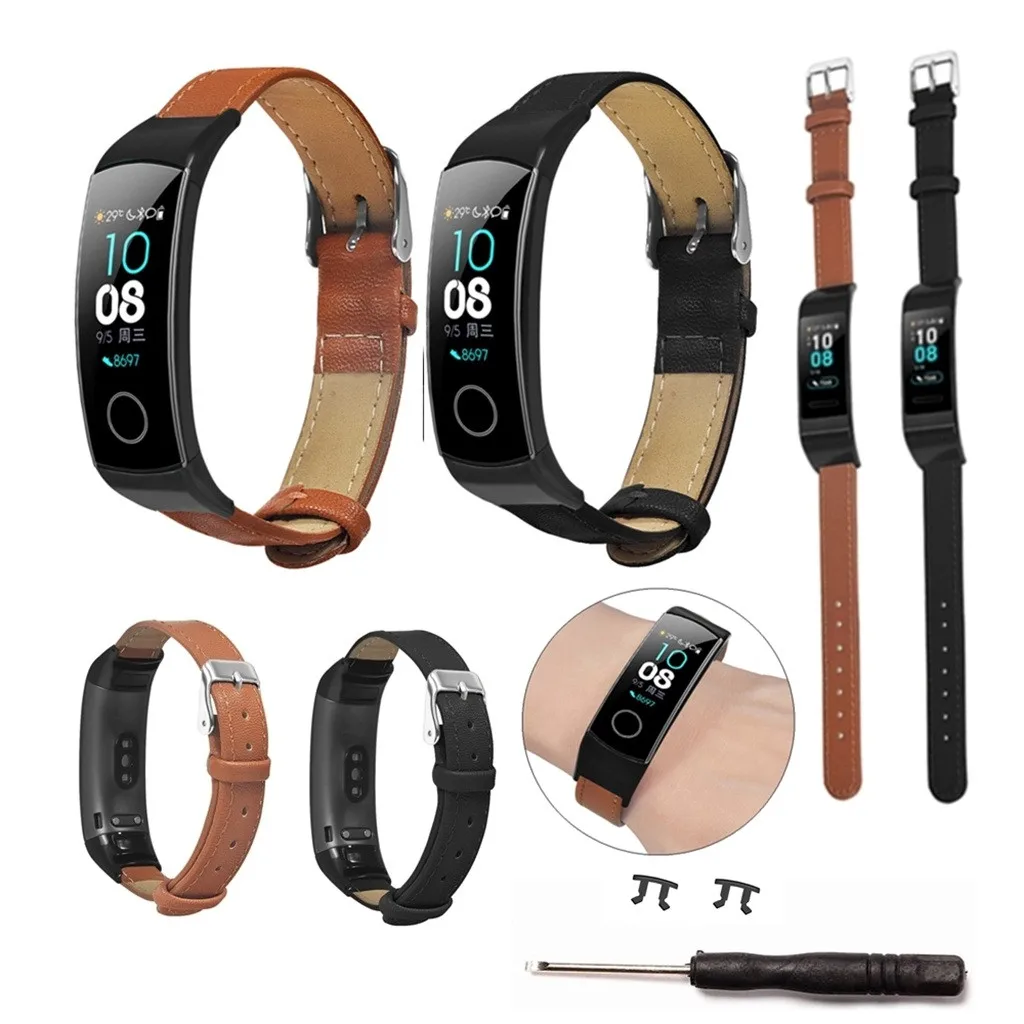 Кожаный ремешок на запястье для Huawei Honor Band 5/4 умных часов сменный роскошный
