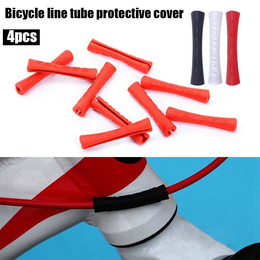 

4pcs/lot Bicycle Cable Rubber Protector Sleeve Anti Scratch Durable Line Pipe Cover For Shift Brake Line Pipe White/Black/Red