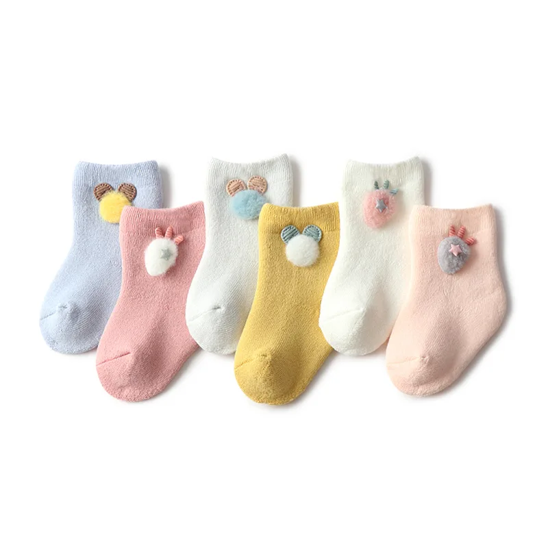 

3 пар/лот; Милые носки для малышей; Махровые носки для малышей с героями мультфильмов; Однотонные носки для новорожденных; Детские носки с свободным носком