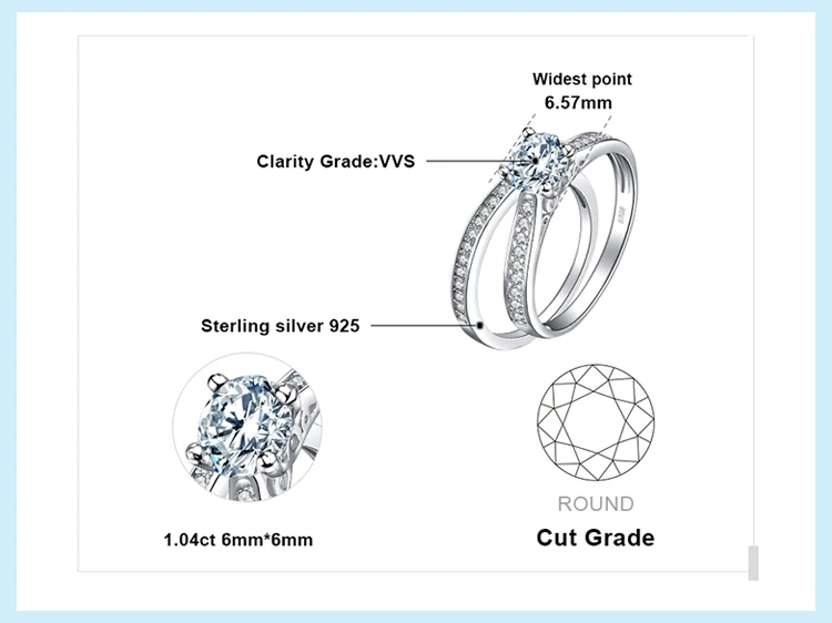 Jewelrypalace 1.3ct кубического циркония Юбилей обручальное Обручение пасьянс кольцо Свадебные Наборы для ухода за кожей 925 стерлингов Серебряные ювелирные изделия