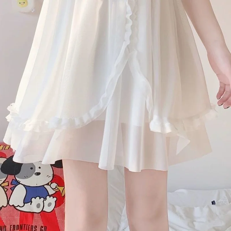 Sexy Nightwear 2021 New Summer Vintage Princess Style Dress Cute Lace Sling Nightdress Kawaii Bow Nightgown Home Suit