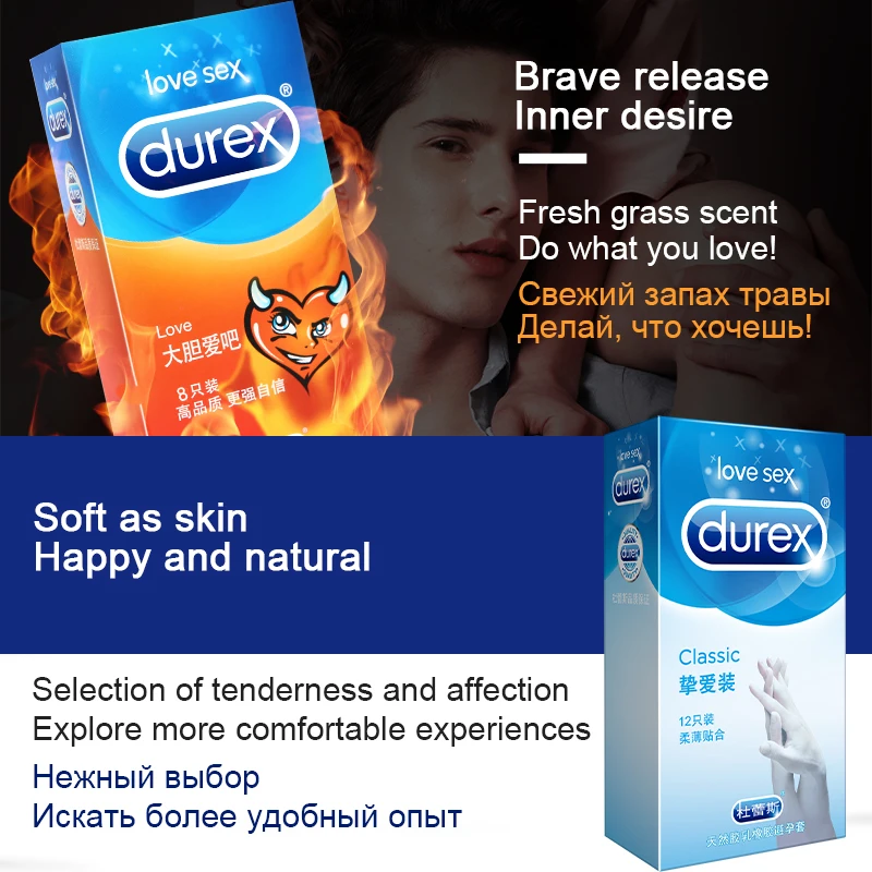 Durex для выведения токсинов 40 шт презервативы Смешанная упаковка пенис рукав