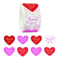500 pcsroll heart thank you stickers seal labels christmas gift package decoration sticker envelope seals scrapbook stickers