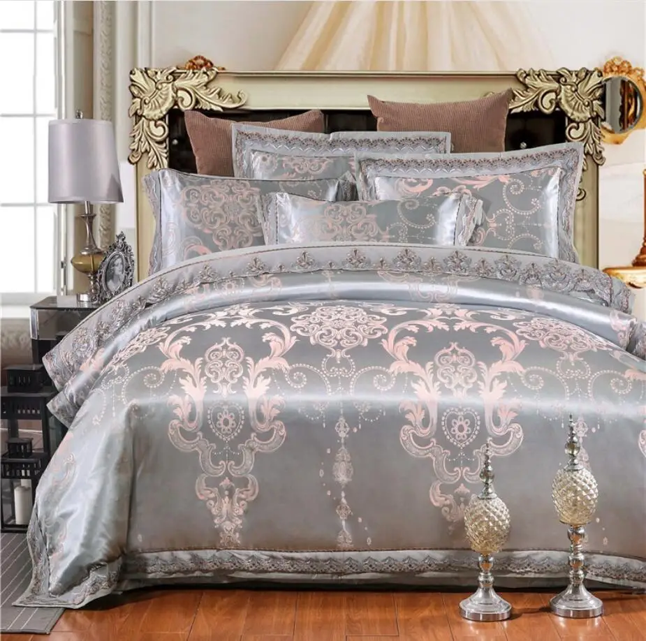 Комплект постельного белья из жаккардового атласа белый королевский комплект 6