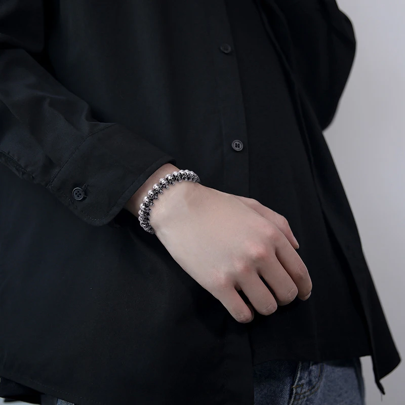 Модный мужской браслет с черепом из нержавеющей стали женский в стиле панк