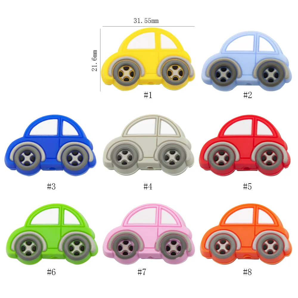Cute-Idea 10pcs/lot Silicone Teether Beads BPA Free Cartoon Animals Chewable Teething Beads DIY Pacifier Chain Accessories Toys