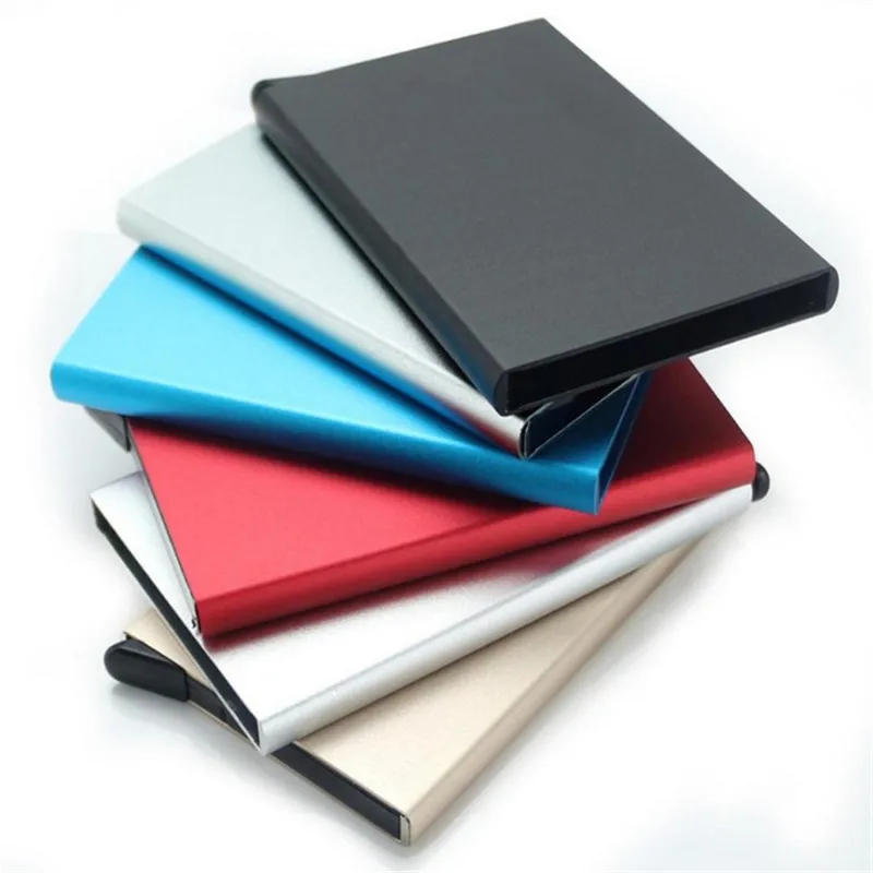 Тонкий Алюминиевый металлический держатель для карт и с защитой от кражи карман