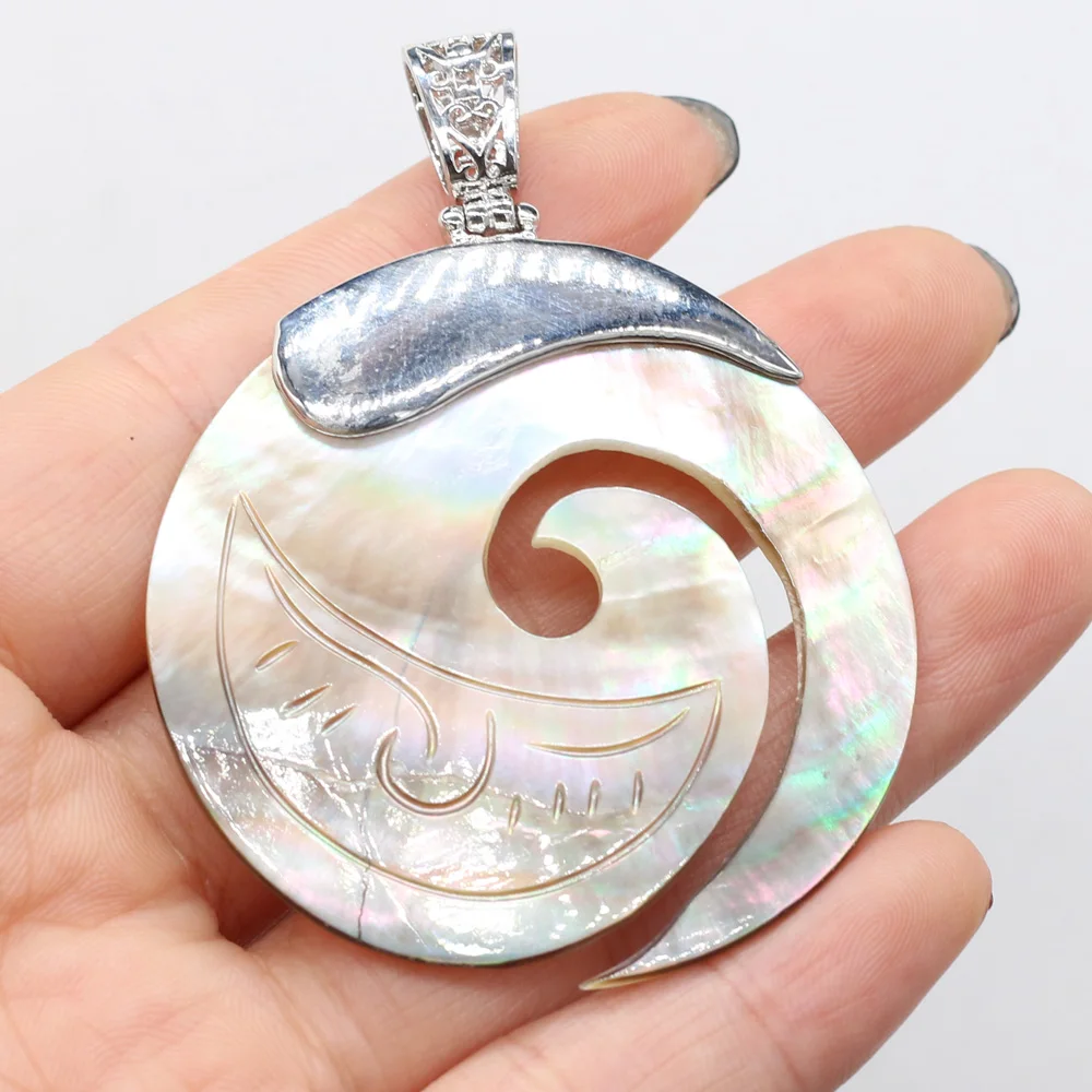 

Charm 100% Ethnic Style Natural Stone Round Shell Pendant for Jewelry Making DIY Accessories Fit Necklace Earrings 45 50 Mm Gift
