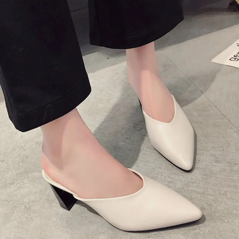 2021 Весенняя мода Женские туфли без пяток на высоких каблуках шлёпанцы для женщин