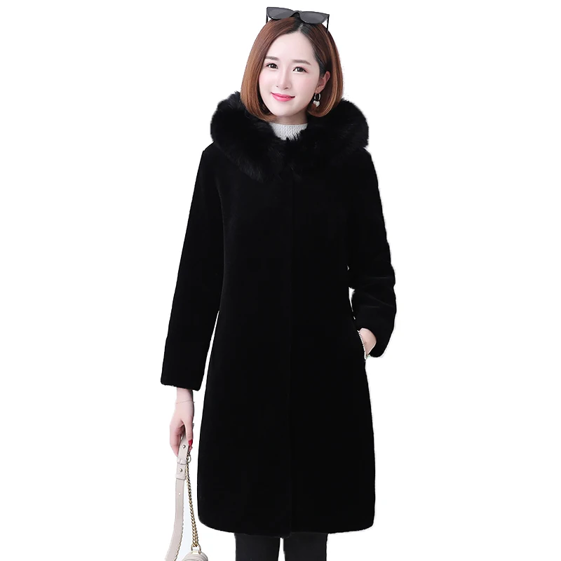 

Haute Couture Ladies Fur Parkas Shaggy Coat Large Size Women Winter Jacket With Fur Imitation Mink Cashmere Outerwear Padded 362
