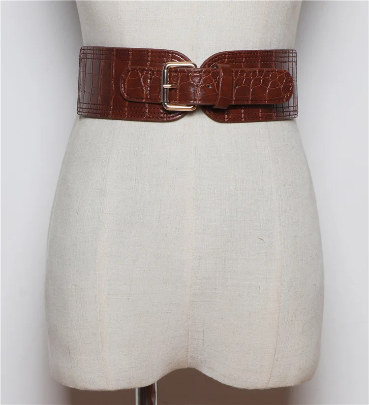 

Colle Fashion Leather Buckle Belt Elastic Women Belts wide Belts For Women Vintage Style