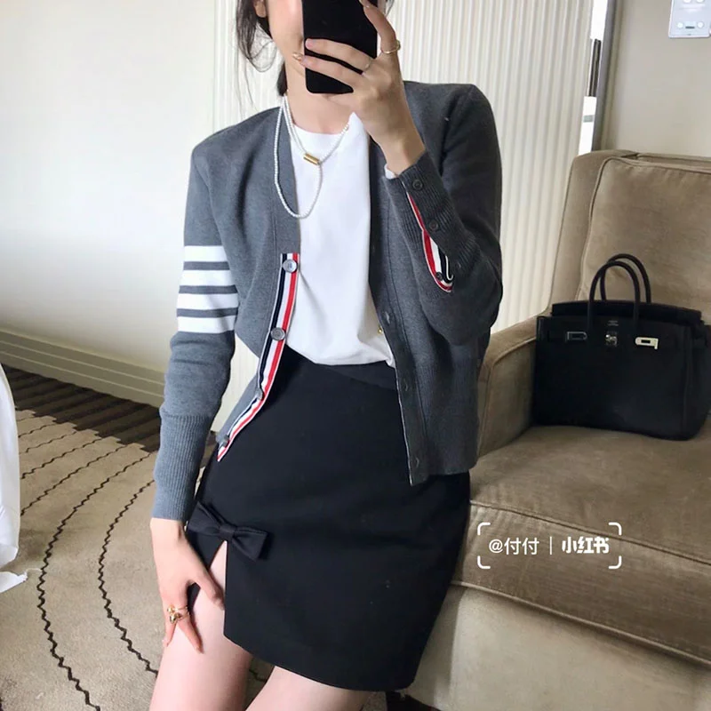 

Cardigan autumn thin women's tb knitted sweater women's short jacket with a base college style autumn and winter all-match