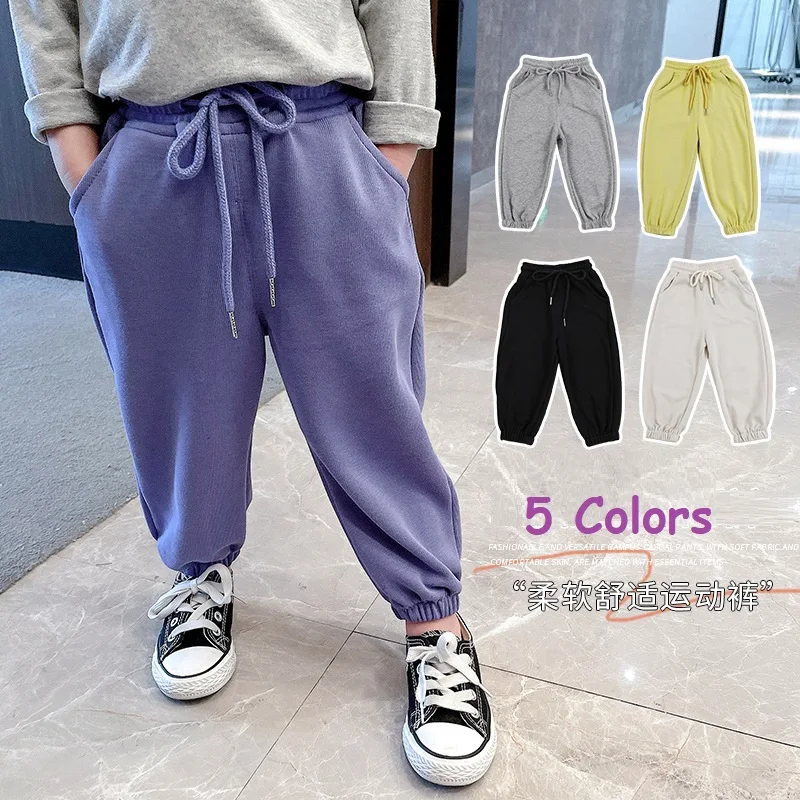 

2021 Children Sports Pants for Kids Boys Girls Trousers Solid Clothes Casual Sport Pants Jogging for Toddler Trousers 1-8 Years