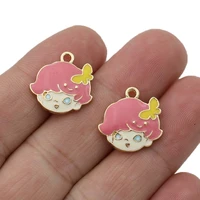 5pcs gold plated girl charms pendants for necklace jewelry making bracelet diy handmade craft 15mm