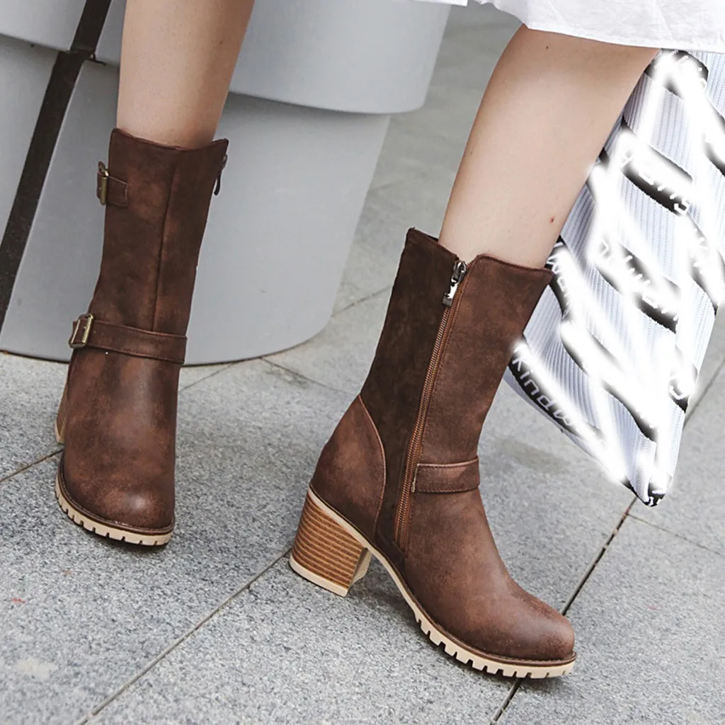 Стильный Для женщин ботинки Rome зимние сапоги до середины икры в ковбойском стиле