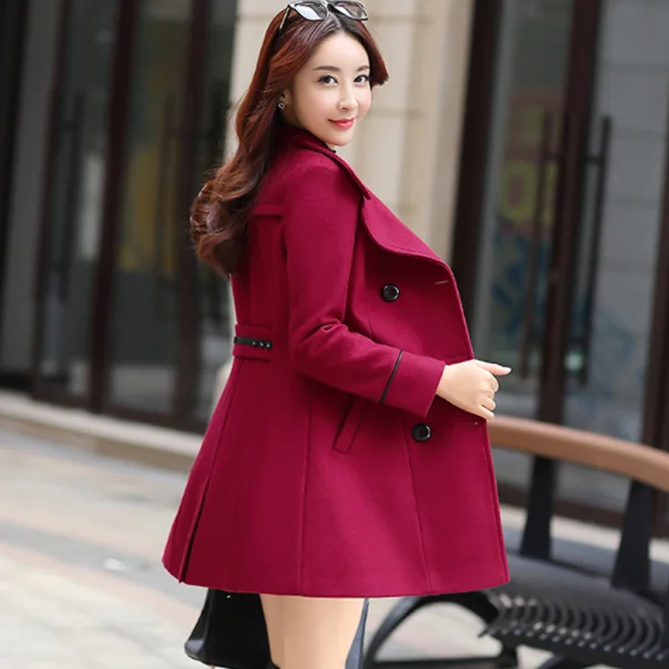 Новое осенне-зимнее женское облегающее шерстяное пальто ветровки женские