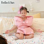 Платье на бретельках для девочек 2-7 лет, винтажное вечернее платье с большим бантом, на лето