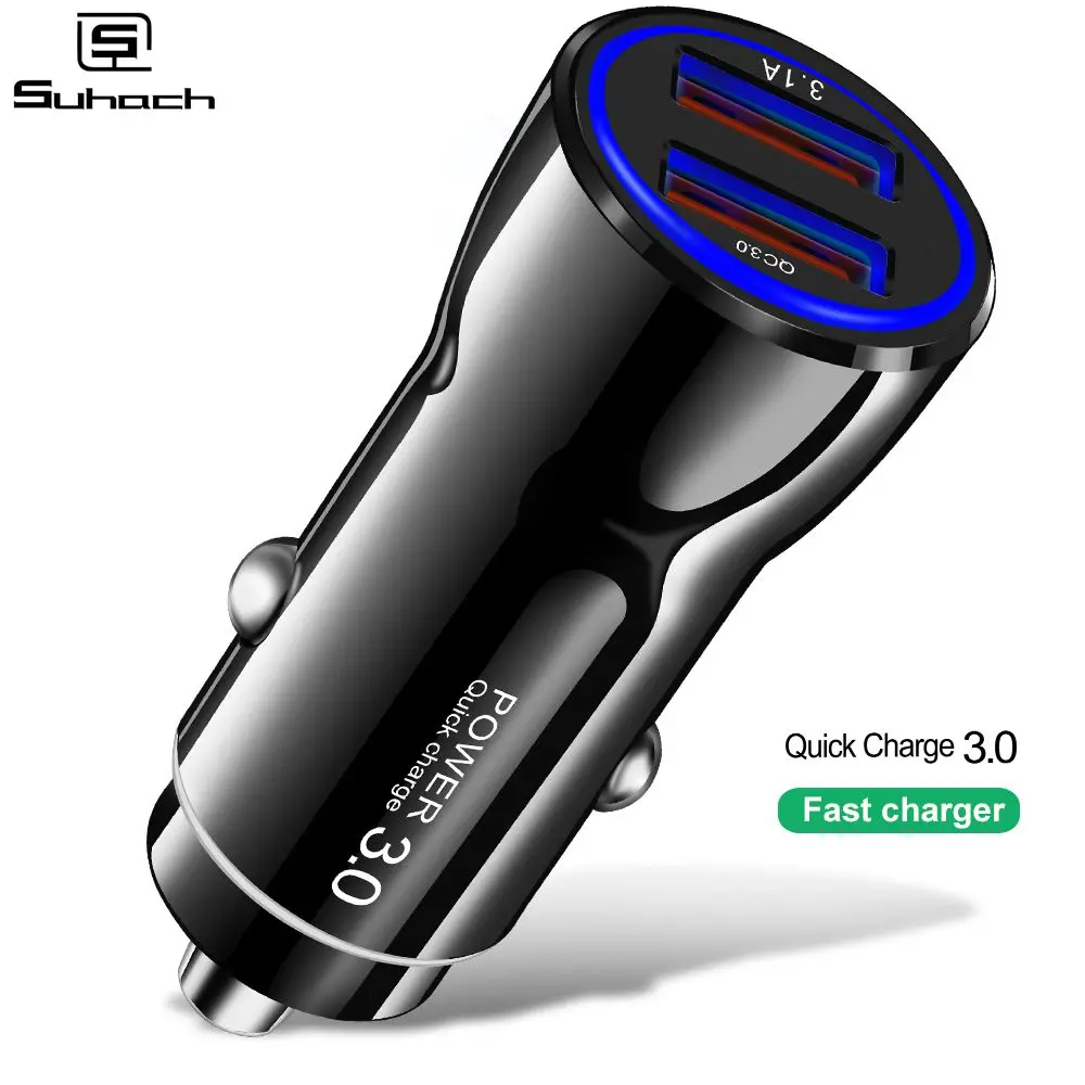 Автомобильное зарядное устройство Suhach USB 3 0 быстрая зарядка для Xiaomi mi Samsung iPhone QC3.0