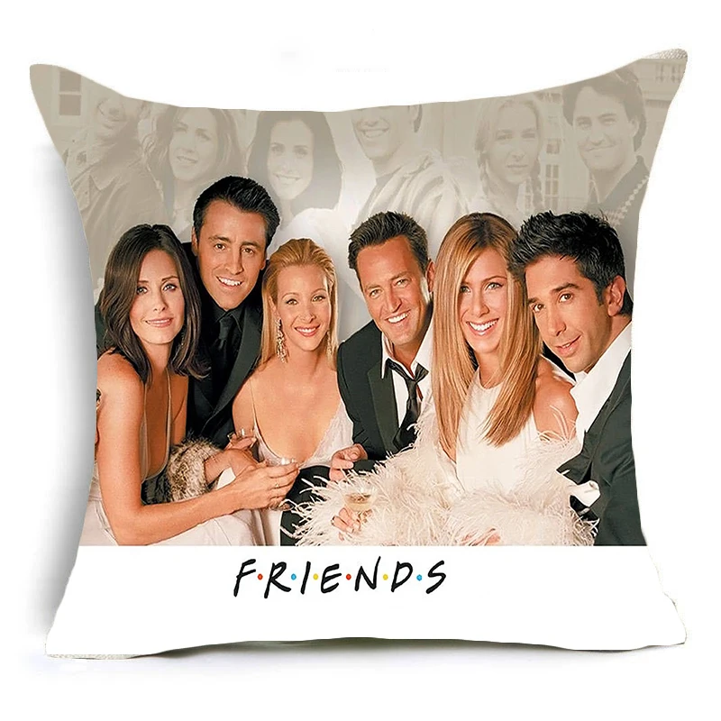 Классический чехол для подушки черного цвета с цитатами из сериала "Friends", декоративная серия подарков для пар, свадебного вечера и душа невесты.