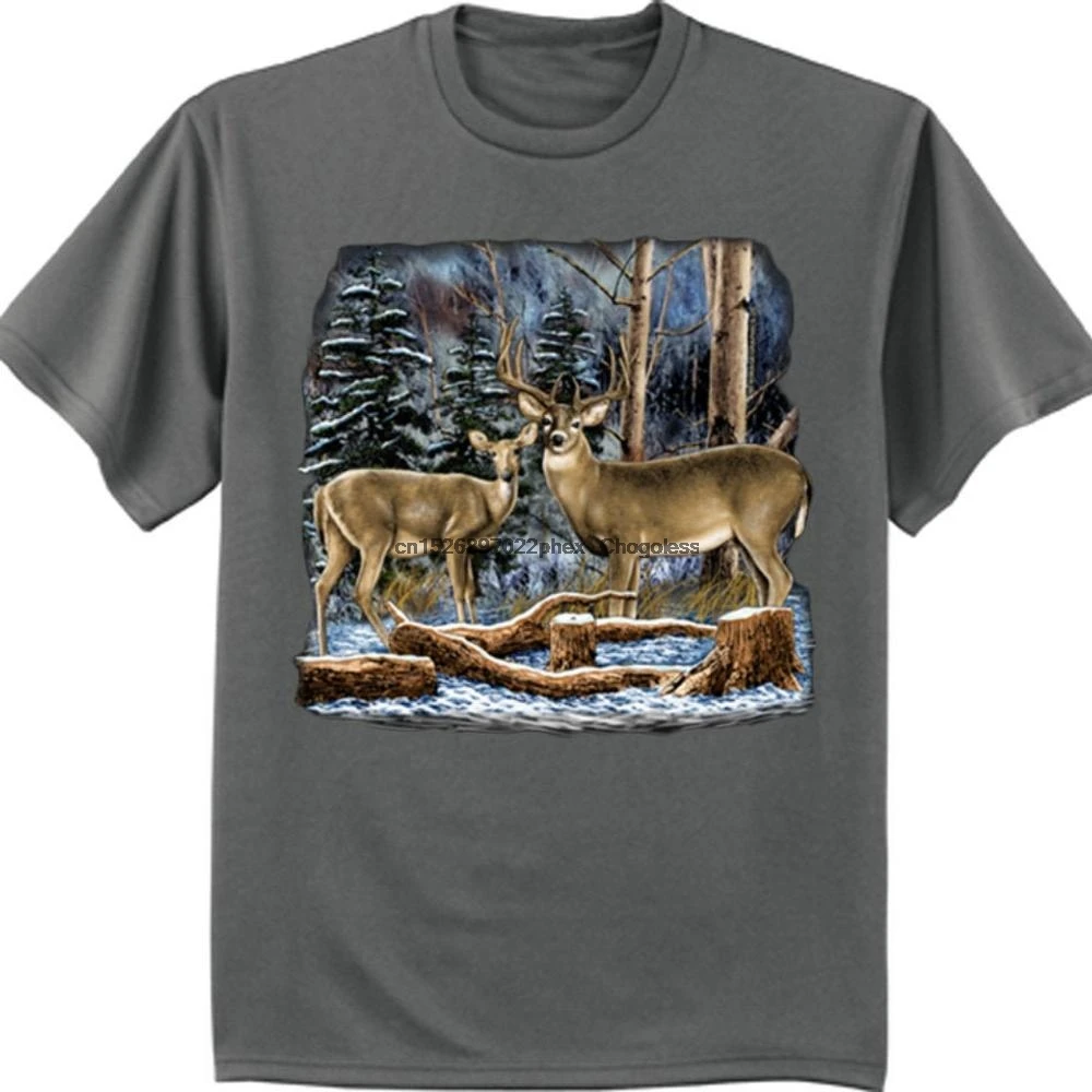 Мужская футболка с рисунком оленя на зиму|Мужские футболки| |