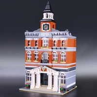 with 8 mini figures town hall building blocks bricks classic architecture city streetview series kid christmas birthday toy gift