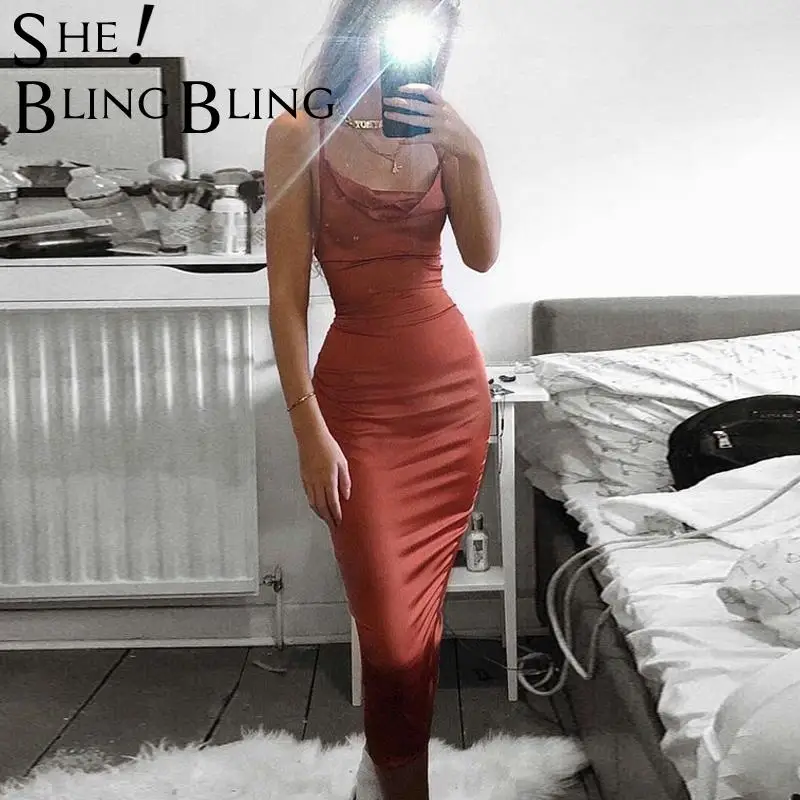 Женское ФЛУОРЕСЦЕНТНОЕ платье карандаш на бретельках с открытой спиной без