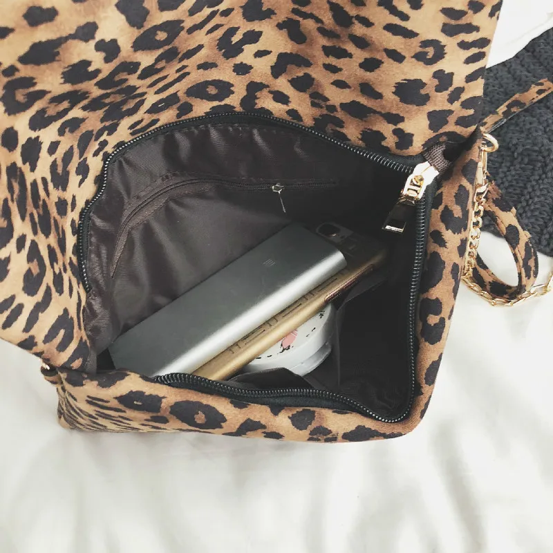 Роскошный женский леопардовый принт Конверт Сумка женские ботильоны на молнии