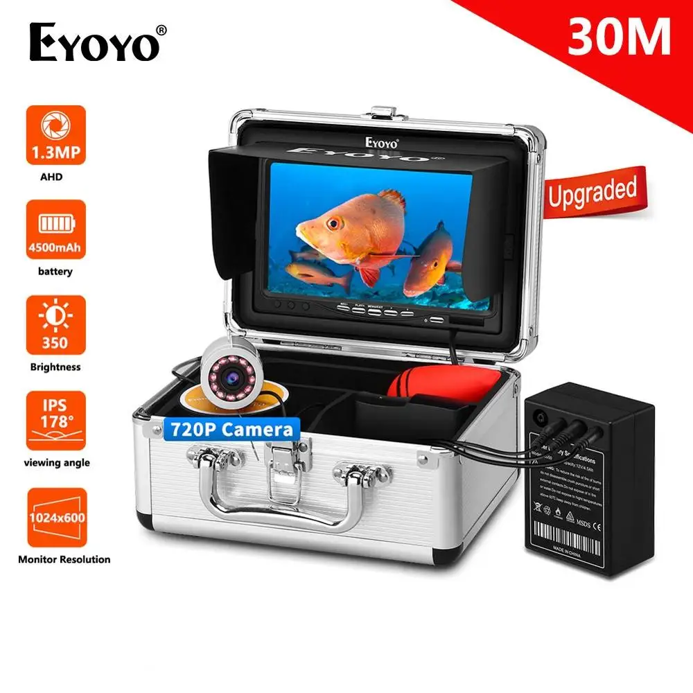 Eyoyo EF07H 7 &quotПодводная Рыбалка Камера 1024x600 IPS контроля ледовой глубже эхолот 720P HD