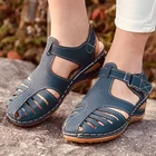 Женские Летние кожаные туфли с пряжкой MCCKLE, повседневные женские ретро сандалии, женские туфли на платформе, большие размеры