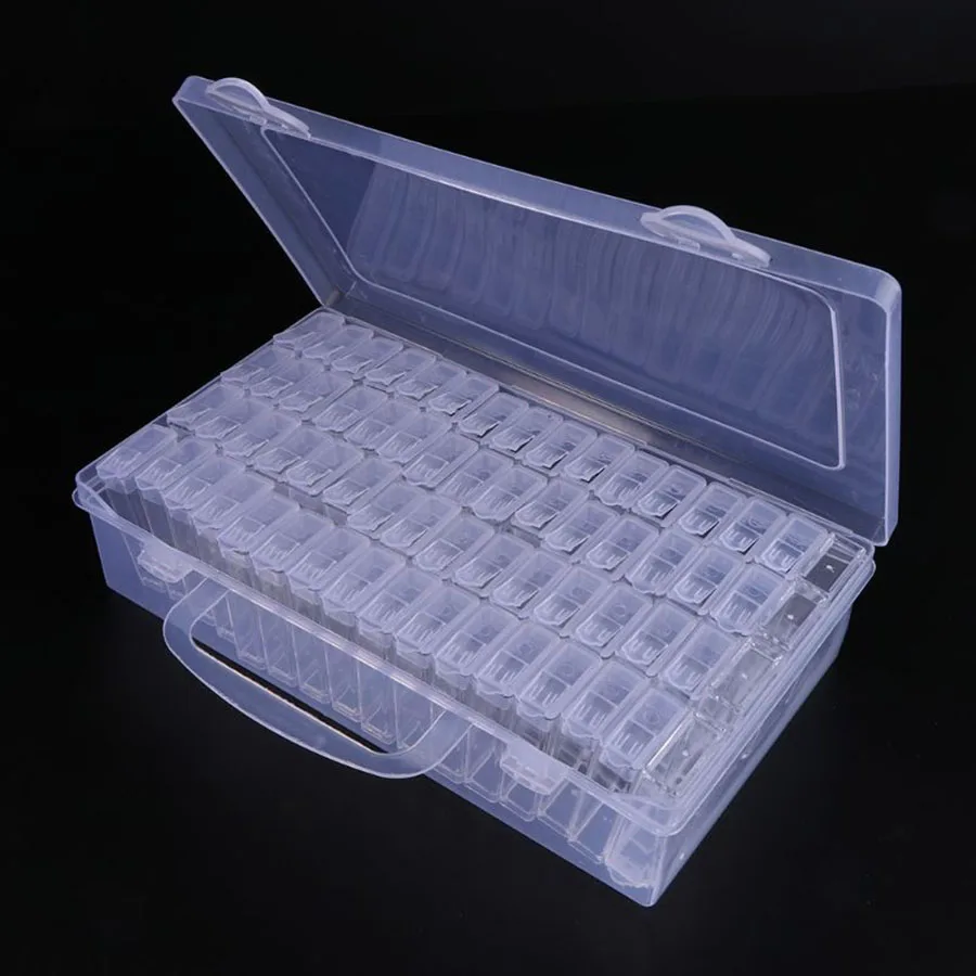 

Plastic Container Storage Box Diamond Painting Accessories 64 pcs Bottles Diamant Painting Box Holder jewelry rectangle Box Case