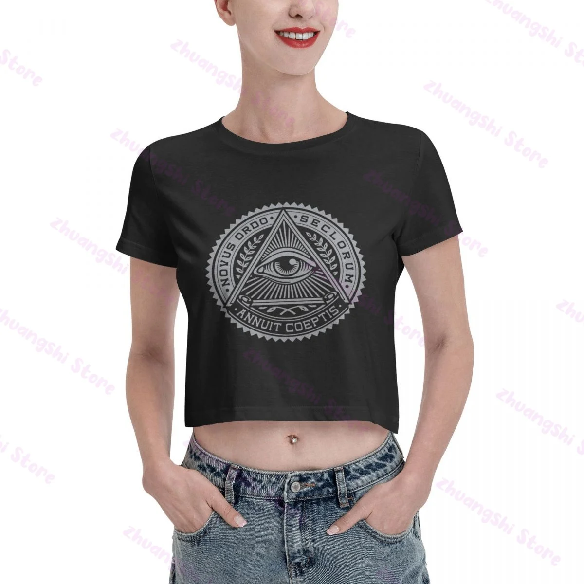 

Popular Style for Women Illuminati Eye Symbol Annuit Coeptis Joker T-shirt