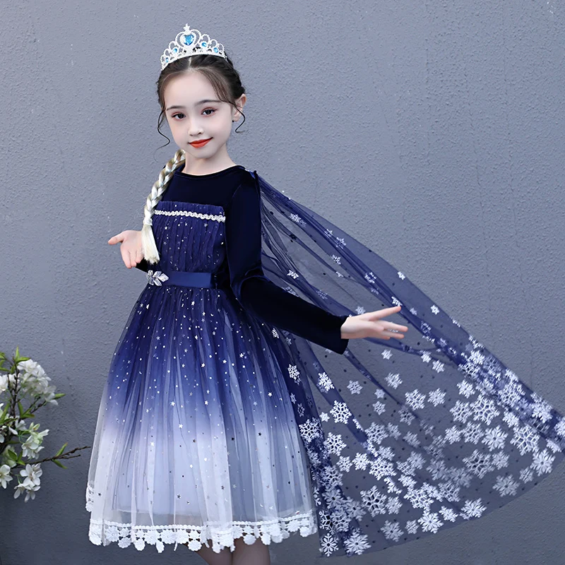 Girls Princess Dresses Kids Snow Queen Cosplay Christmas Carnival Clothing Girl Halloween Velvet Long Sleeve Dress Vestidos |