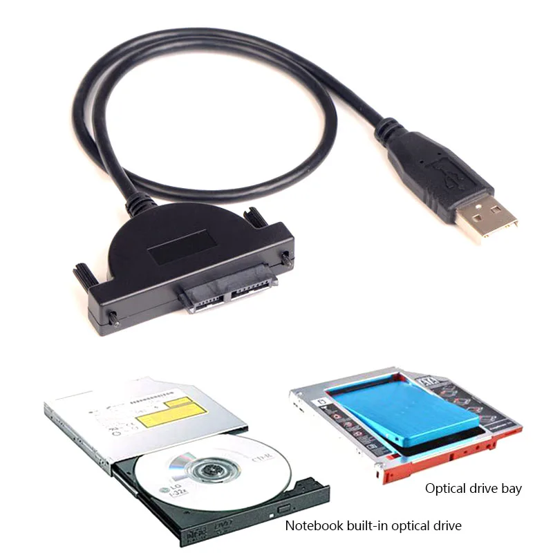 

USB 2.0 To 7+ 6 PIN SATA CD-ROM Optical Drive Adapter Cable for Laptop Computer AS99