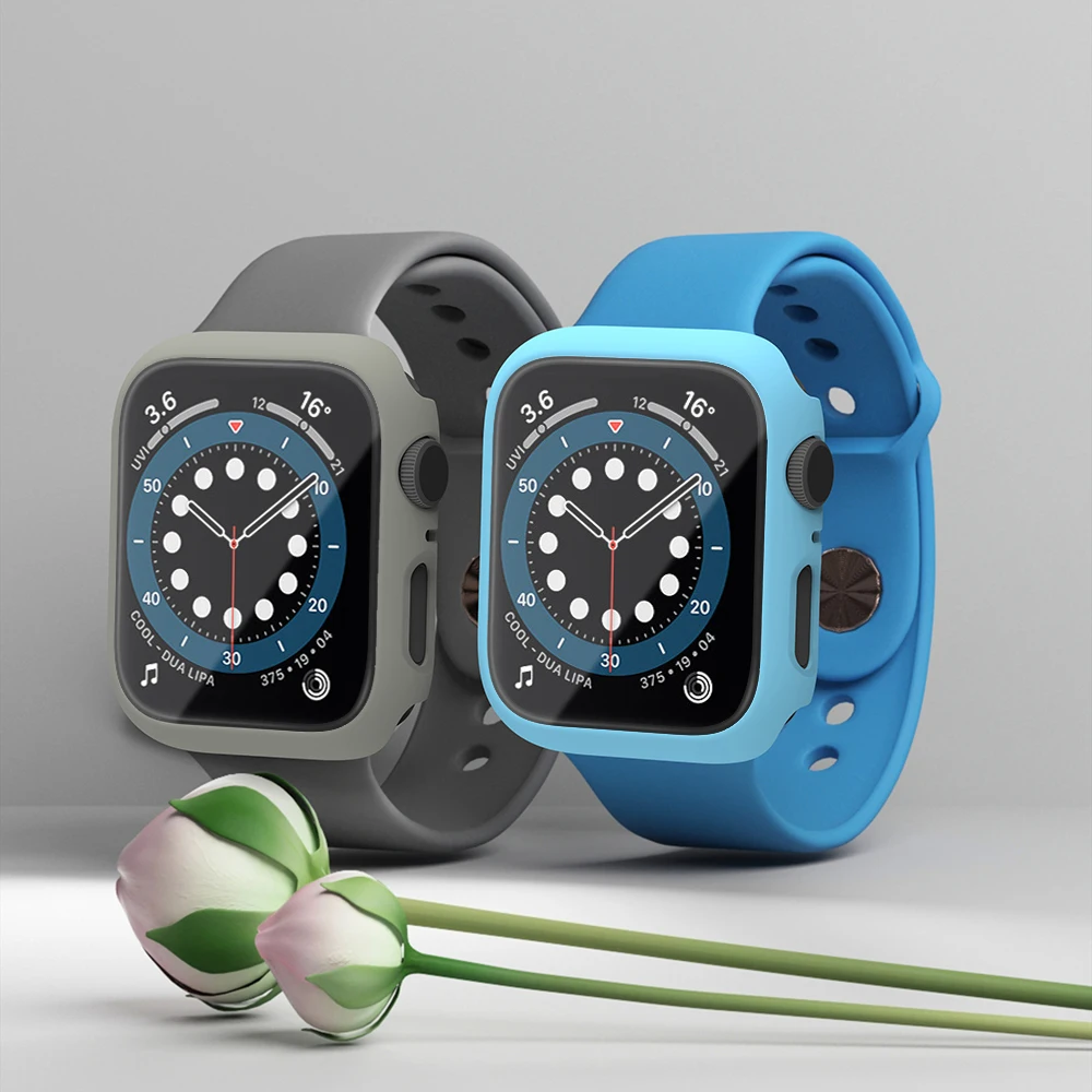 Glass+Case for Apple Watch Series 7 45mm41mm Screen Protector for SE6543 40mm38mm42mm 44mm Protector Case for iWatch 8 41mm 45mm