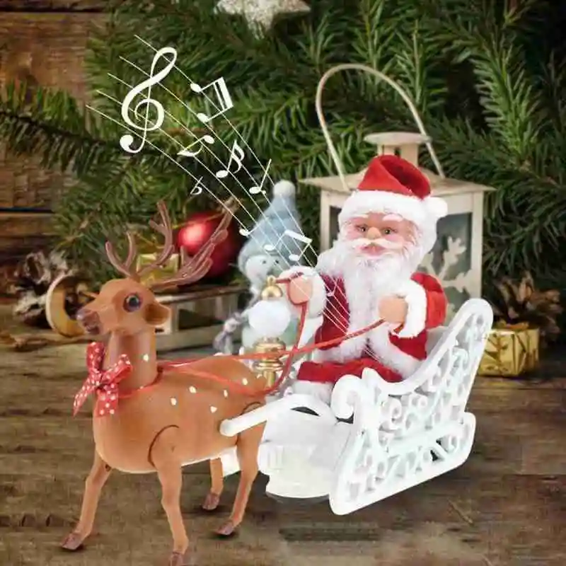

Electric Moose Pulling Santa Sleigh Music Santa Sleigh Limited Gift Gifts Christmas Surprising Battery Festival With K U2S2