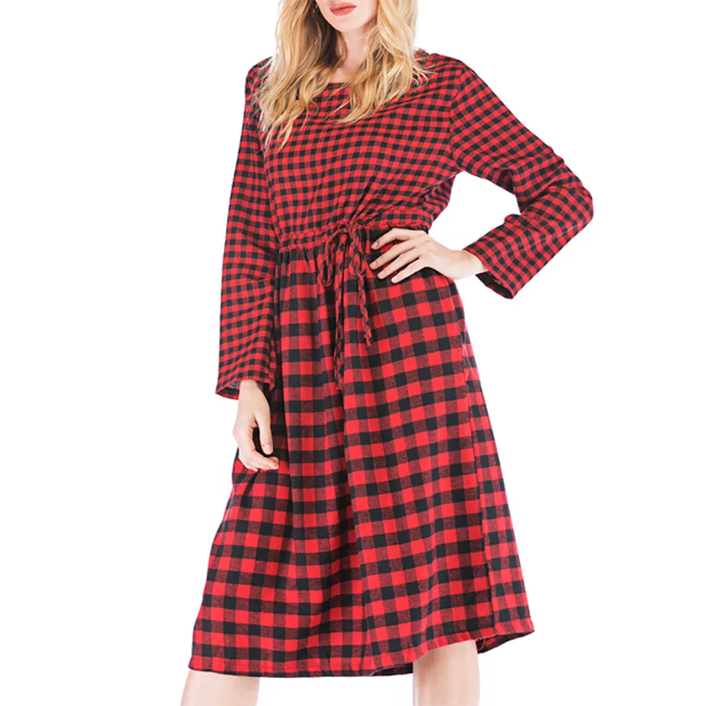 Для женщин плед Красное платье на осень с длинным рукавом для офиса круглым