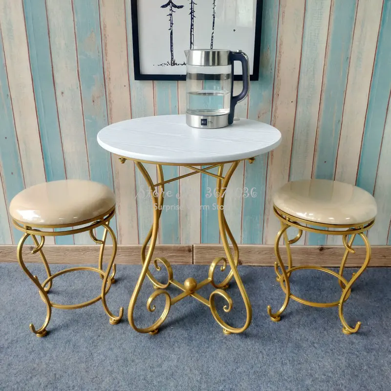 Европейский кованый железный маленький стол диван круглый журнальный столик для