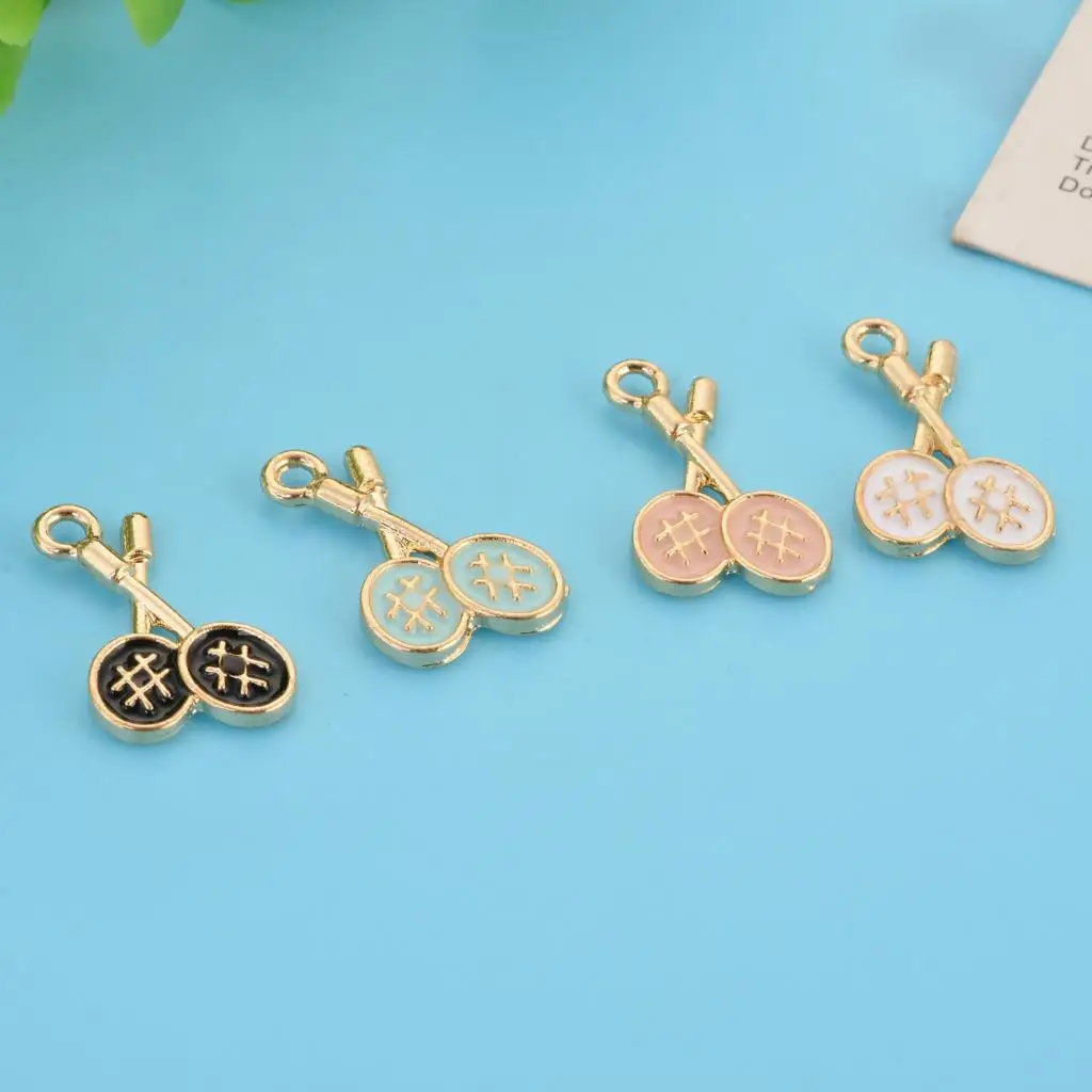 

20PCs Creative Enamel Badminton Charms Pendants For Earrings Making Cartoon Colorful Sports Series Pendants Necklace DIY