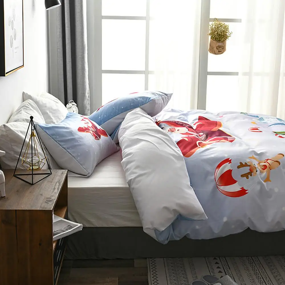 

51 Bedding Double Bed Set Santa Claus Quilt Cover Sets Queen Size Bed Linen Red King Size Christmas Bedding
