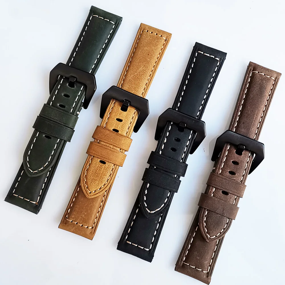 Ремешок из кожи Крейзи Хорс для часов Panerai универсальный ремешок ручной работы