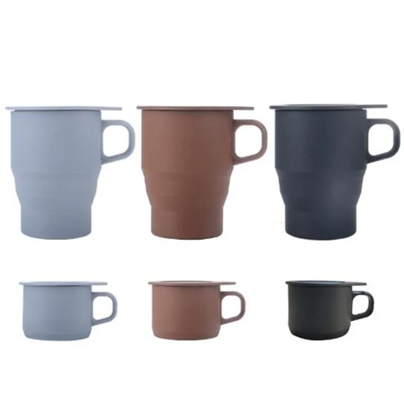 Складная Силиконовая кофейная кружка 300 мл с соломенной крышкой чашки для воды