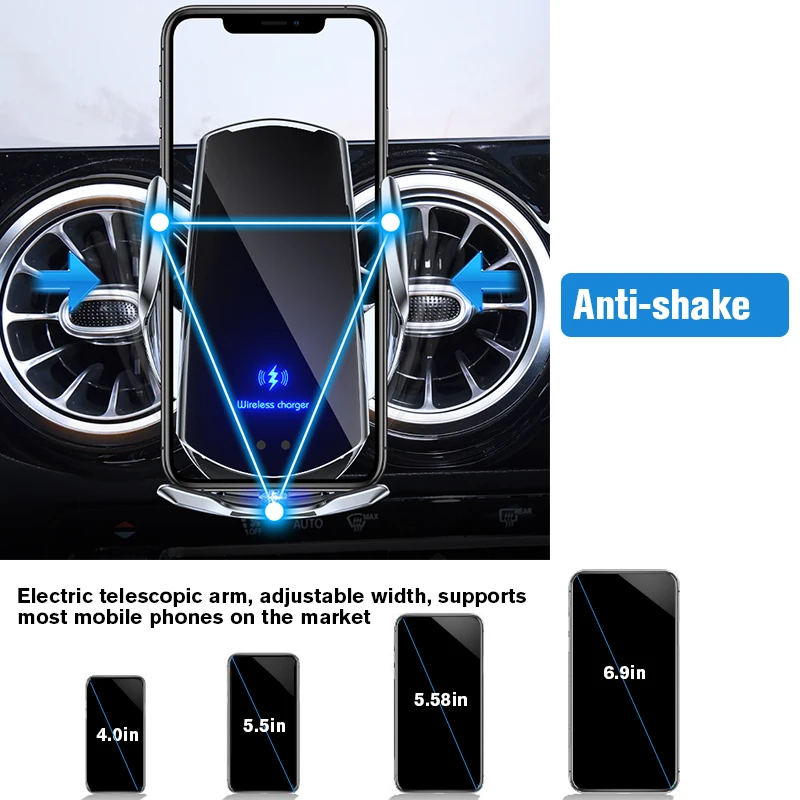 

Eliteson 15W Wireless Fast Charger For Car Automatic Clamping Phone Holder Magnetic Sensor Quick Charger For iPhone Huawei