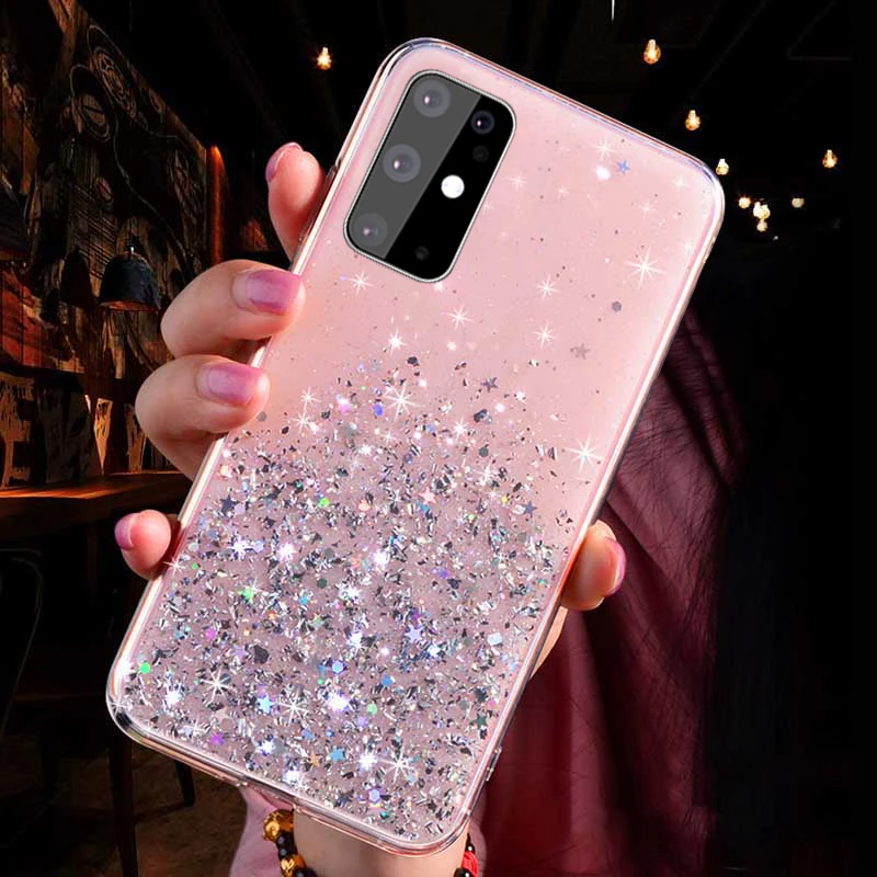 Прозрачный блестящий чехол со звездами для Samsung Galaxy A51 A71 A70 A50 A30 A40 A20 A10 A80 A90 A20S A10S A20E