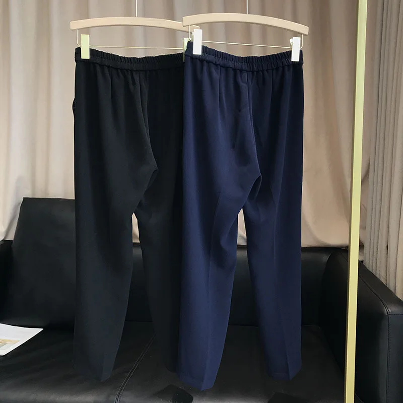 

Fabric Drape and Anti-wrinkle Hardware Waist Button Texture Suit Pants Women's High Waist Drape Cropped Pants