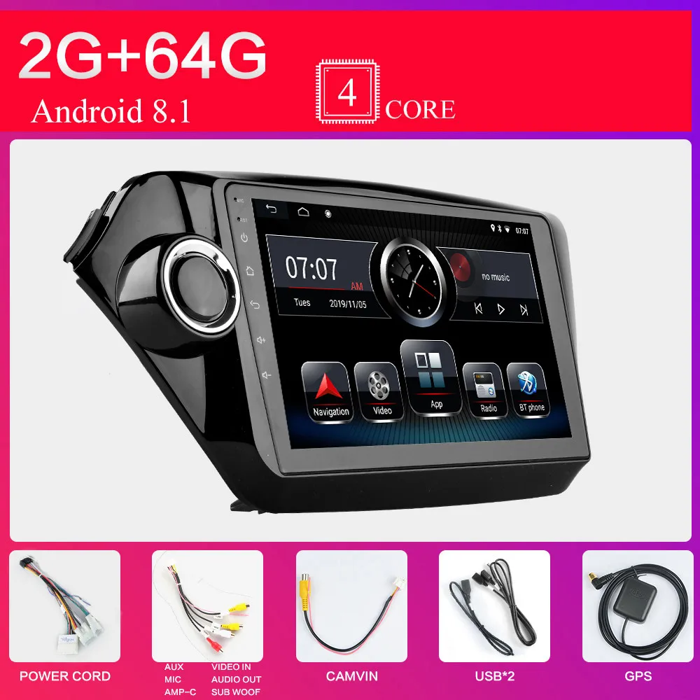 2din автомобильный радио мультимедиа плеер Android 8,1 Встроенная память 64G gps навигации WI-FI для Kia RIO 3 4 Rio 2010 2011 2012 2013 - Цвет: Зеленый