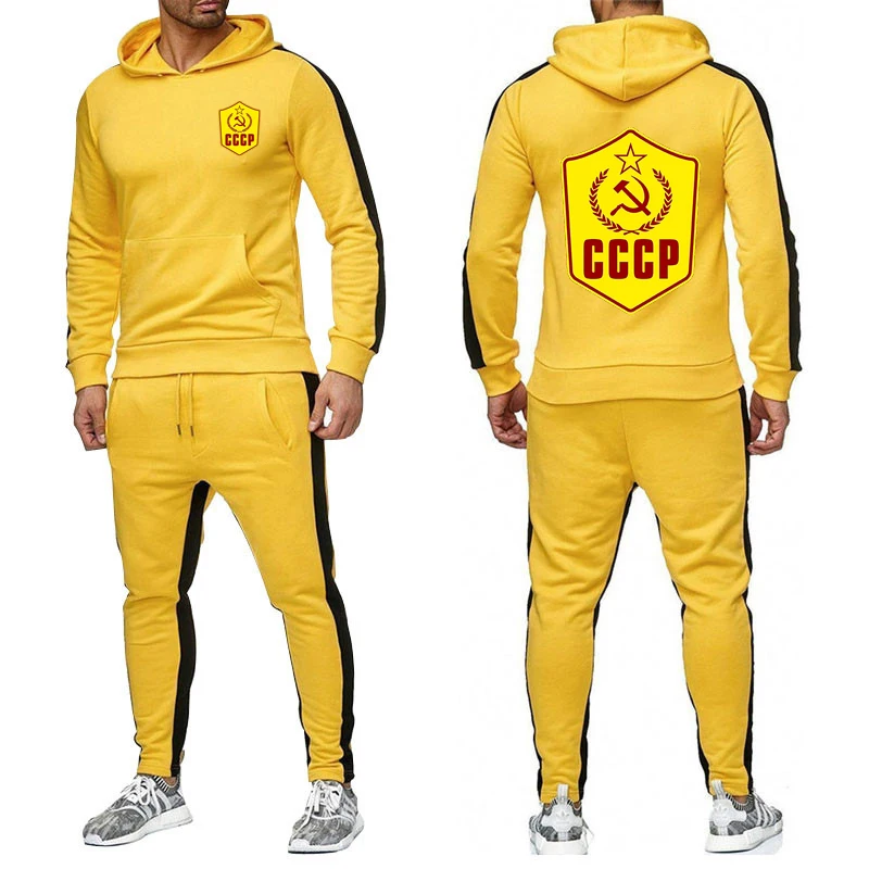 

Classic Sweatshirts CCCP Men Hoodie Brand Sweatpants Male Cotton Trousers Casual Customize College Pullover Suit clothes